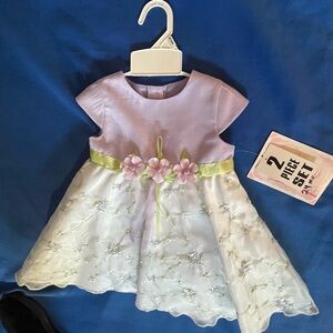 Lavender and White Baby Dress with Floral Accents
